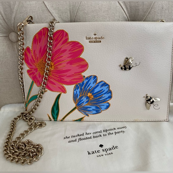 Kate Spade Picnic Perfect Bee Sima Crossbody Clutch Detachable Chain - Picture 2 of 9